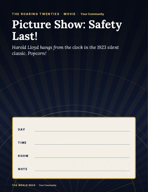 Preview of the first page: Picture Show: Safety Last! · fillable poster, letter size