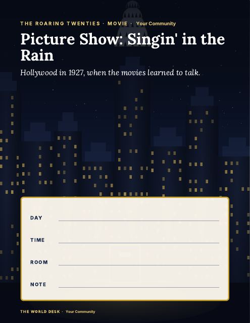 Preview of the first page: Picture Show: Singin' in the Rain · fillable poster, letter size