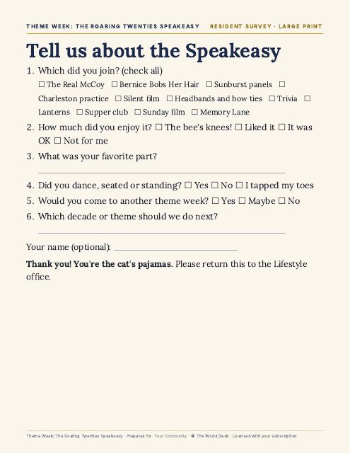 Preview of the first page: Resident Survey