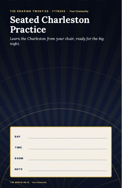 Preview of the first page: Seated Charleston Practice · fillable poster, 11 × 17