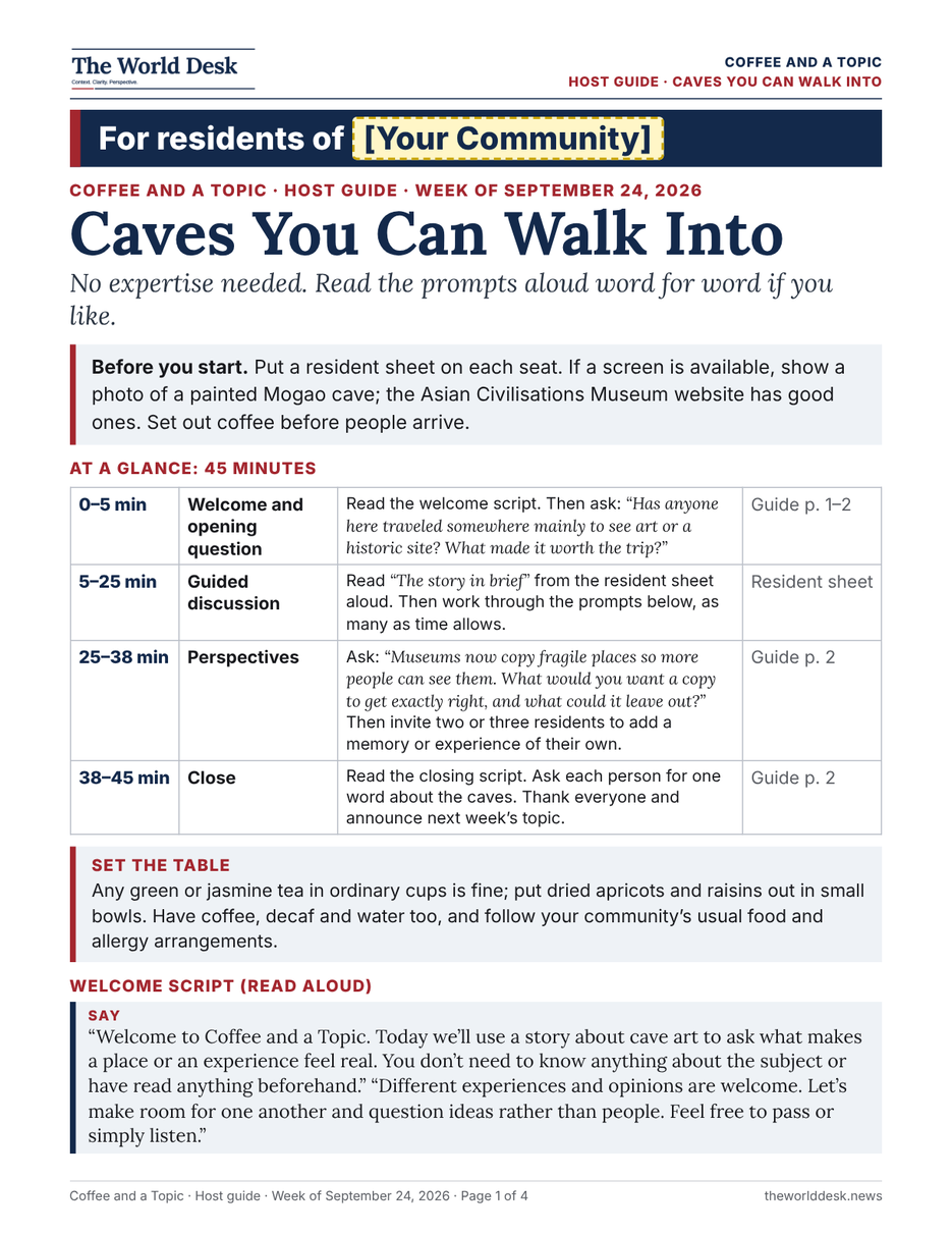 Coffee and a Topic host guide, page 1 of 2