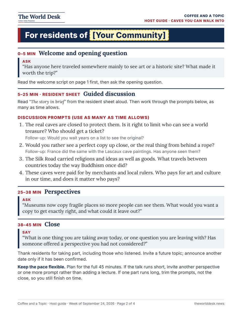 Coffee and a Topic host guide, page 2 of 2
