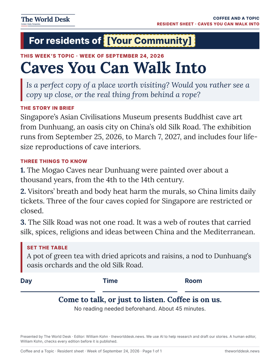 Coffee and a Topic resident sheet — Caves You Can Walk Into / Dunhuang, week of September 24, 2026